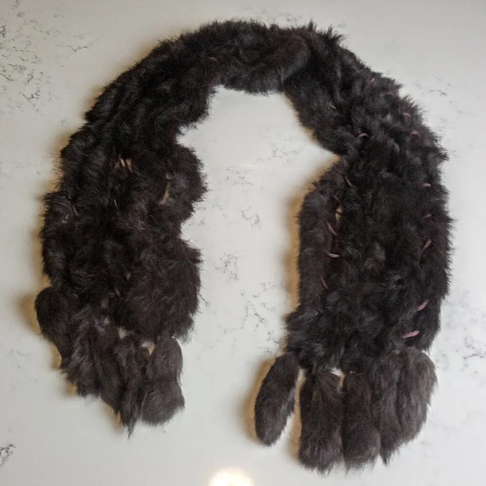 Vintage Chocolate Brown Rabbit Fur Wrap